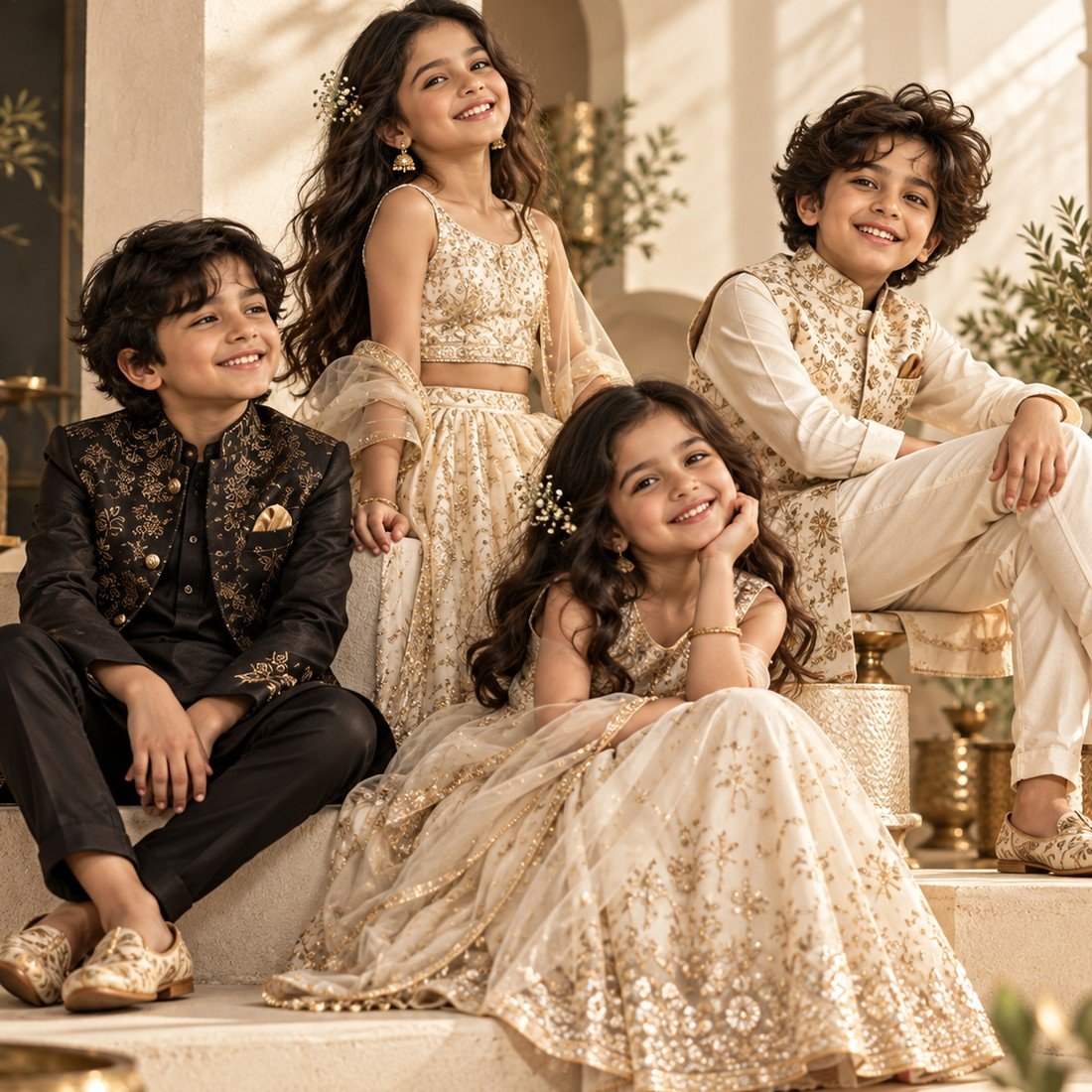 Kids Ivory Occasion Set alternate view — BrandYatra Clothing