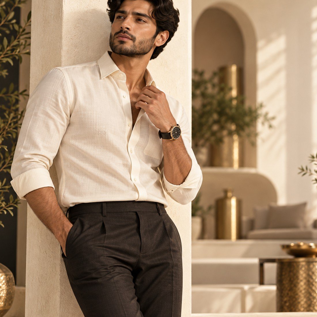 Classic Ivory Tailored Shirt alternate view — BrandYatra Clothing