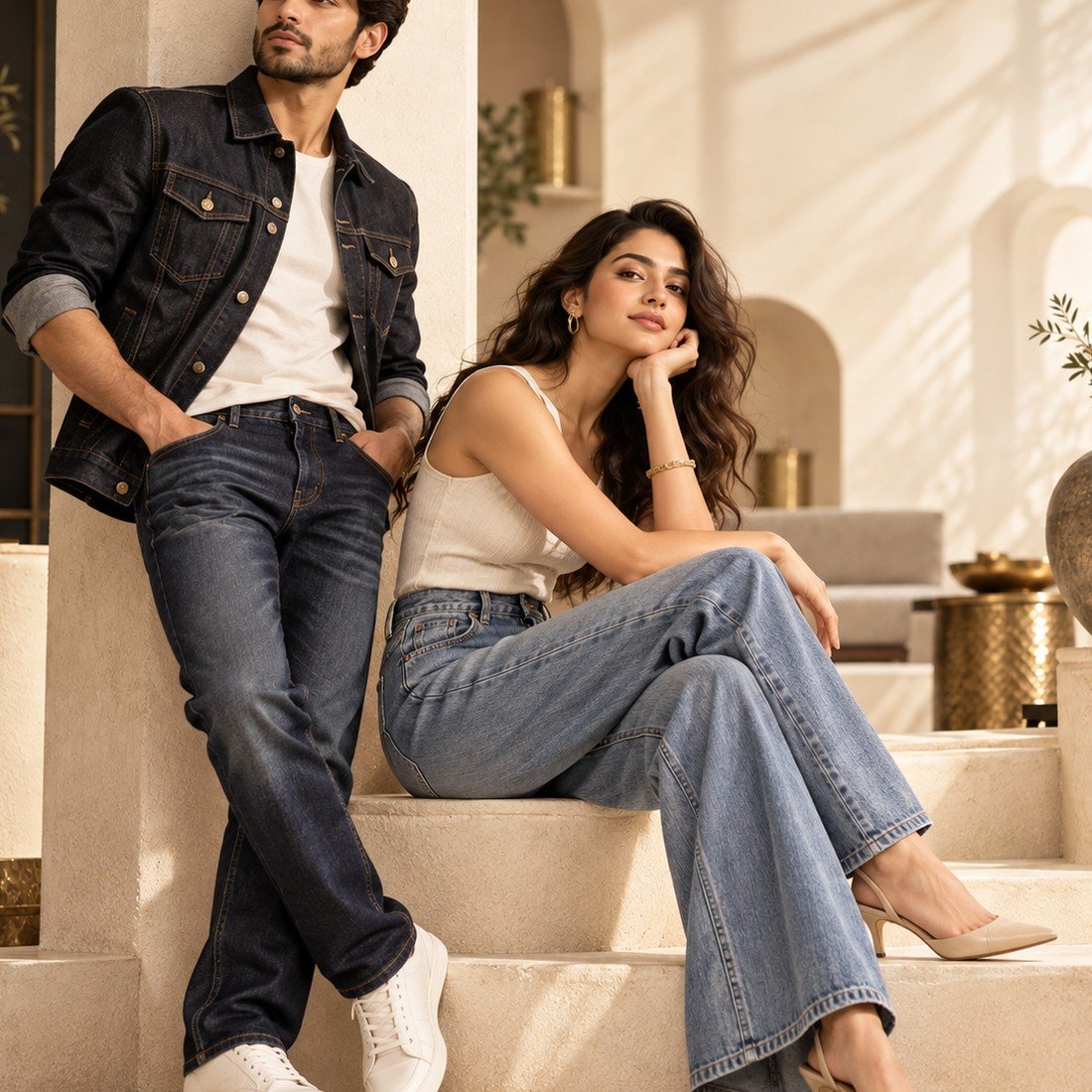Indigo Straight Fit Denim alternate view — BrandYatra Clothing